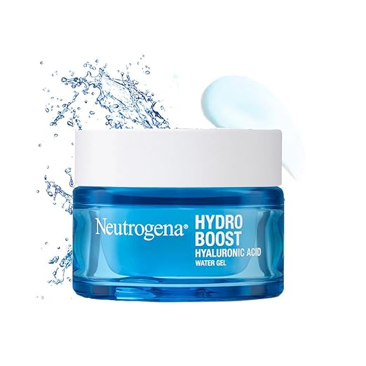 Neutrogena Hydro Boost Water Gel with Hyaluronic acid in a blue jar, symbolizing hydration.