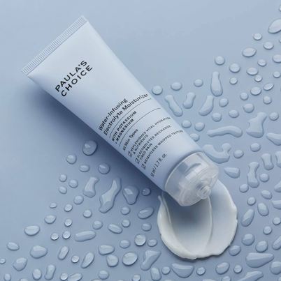 Paula's Choice Water-Infusing Electrolyte Moisturizer in a light blue tube.