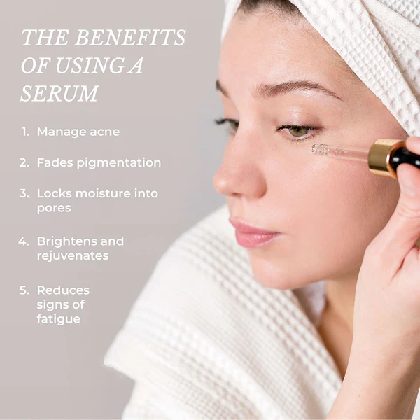 Benefits of facial serum: hydration, brightening, anti-aging.